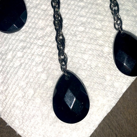 Necklace-31 black dangling stones, adjustable chain, costume jewelry - Picture 2 of 4